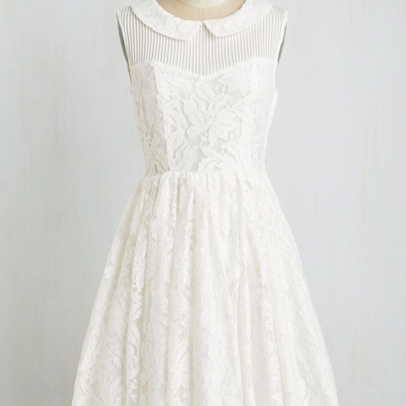 white lace reception dress